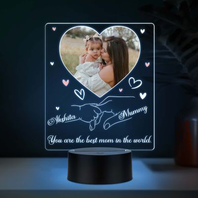 Personalized “You Are the Best Mom in the World” Acrylic LED Lamp with Multicolor Light (USB Powered)